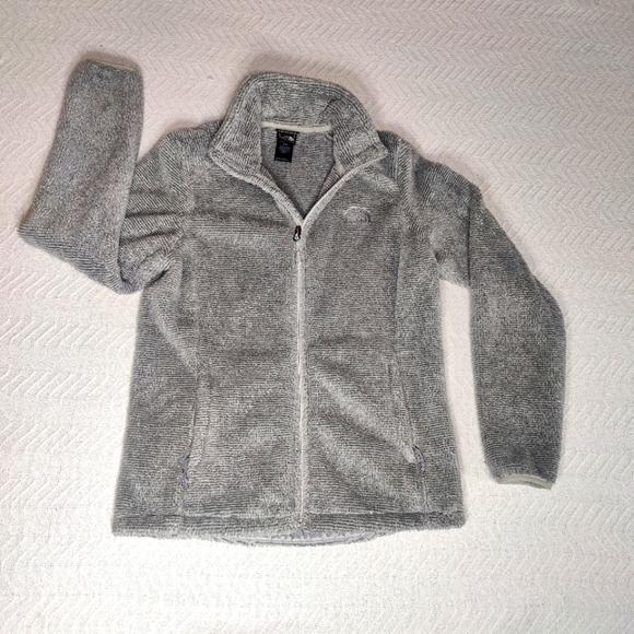 The North Face Womens Gray Long Sleeve Mock Neck Full-Zip Fleece Jacket Size M - Picture 1 of 13